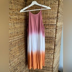 Altar’d State Pink, white, and orange ombré halter dress